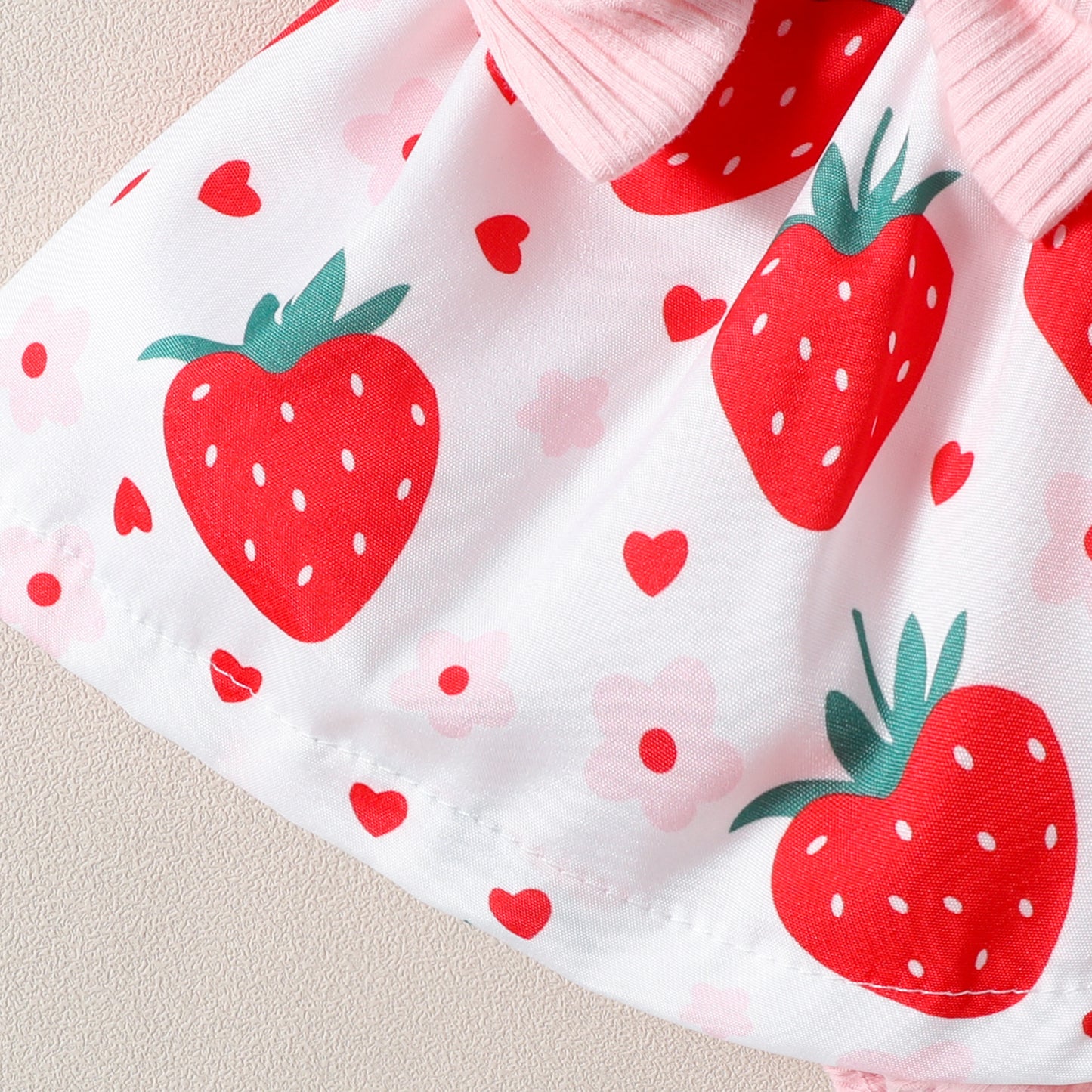 Adorable Infant Toddler Strawberry Print Bow Sleeveless Summer Romper