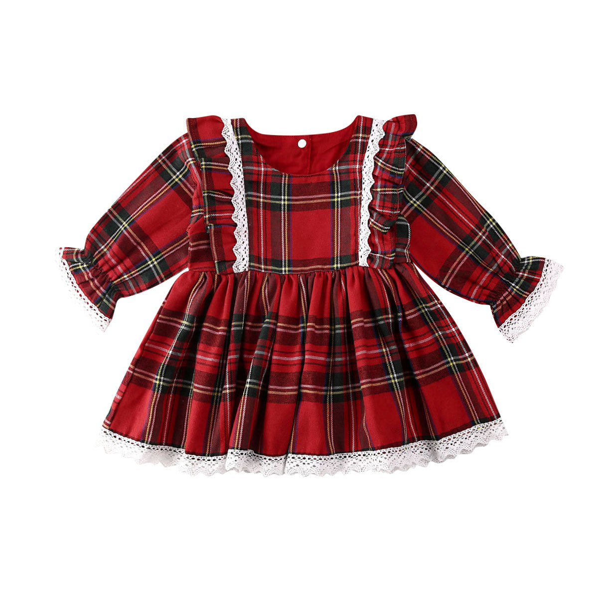 Toddler & Baby Girls Christmas Red Lace Dress – Elegant Holiday Party Dress for Kids