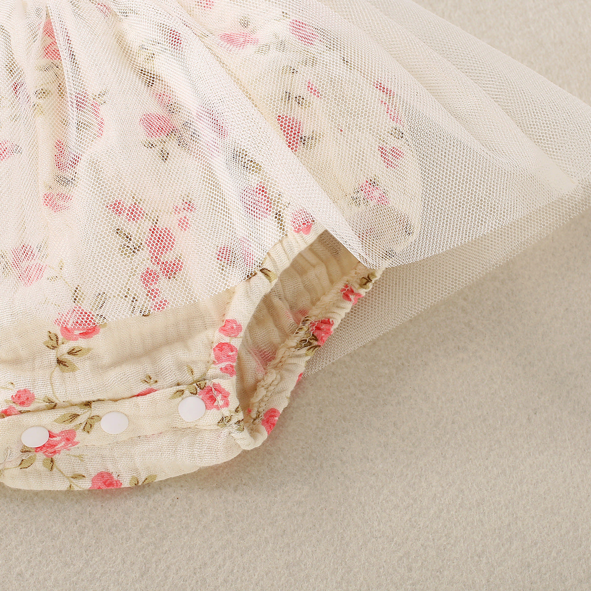Adorable Baby Girl Floral Printed Spaghetti Strap Triangle Rompers with Tulle Skirt