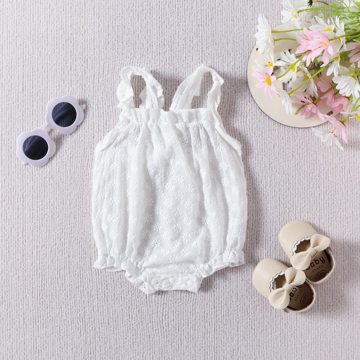 Adorable Floral Sleeveless Baby Girl Romper