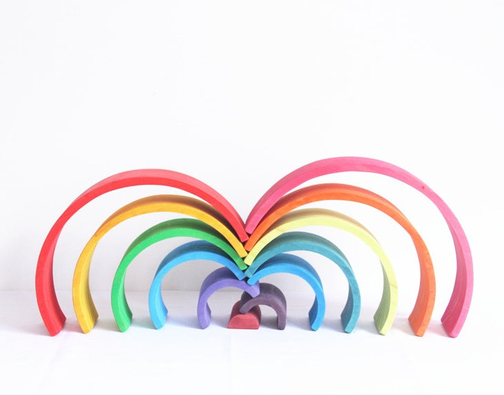 Colorful Learning Adventure: Large 12-Piece Arch Bridge Rainbow Building Blocks Jigsaw Puzzle - Early Childhood Education Toy