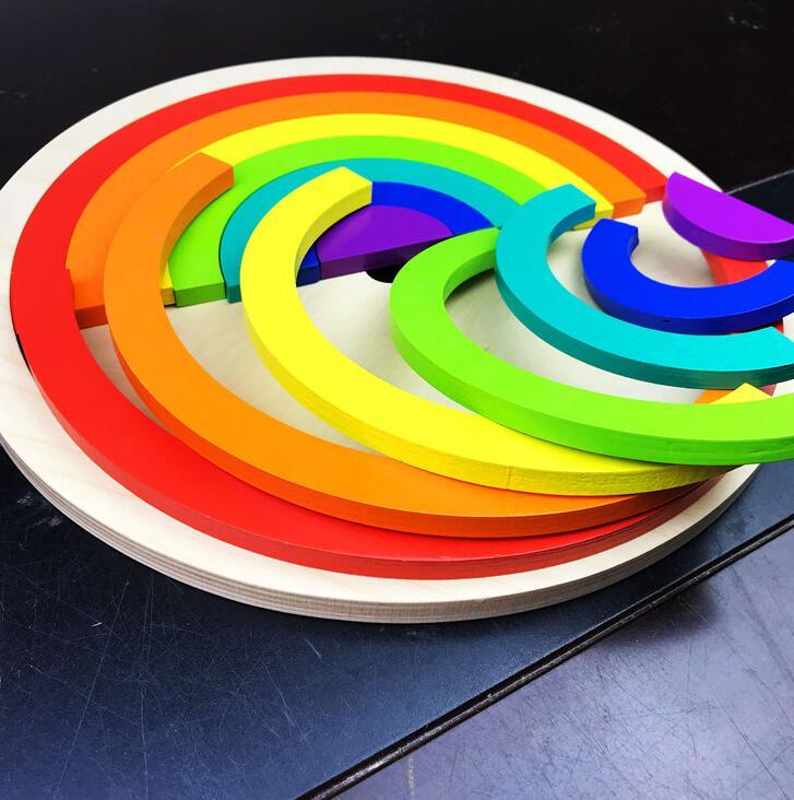Colorful Learning Adventure: Large 12-Piece Arch Bridge Rainbow Building Blocks Jigsaw Puzzle - Early Childhood Education Toy