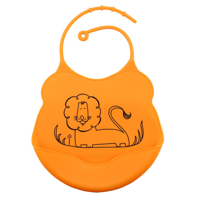 Adorable Cartoon Printed Silicone Bib for Mess-Free Mealtime