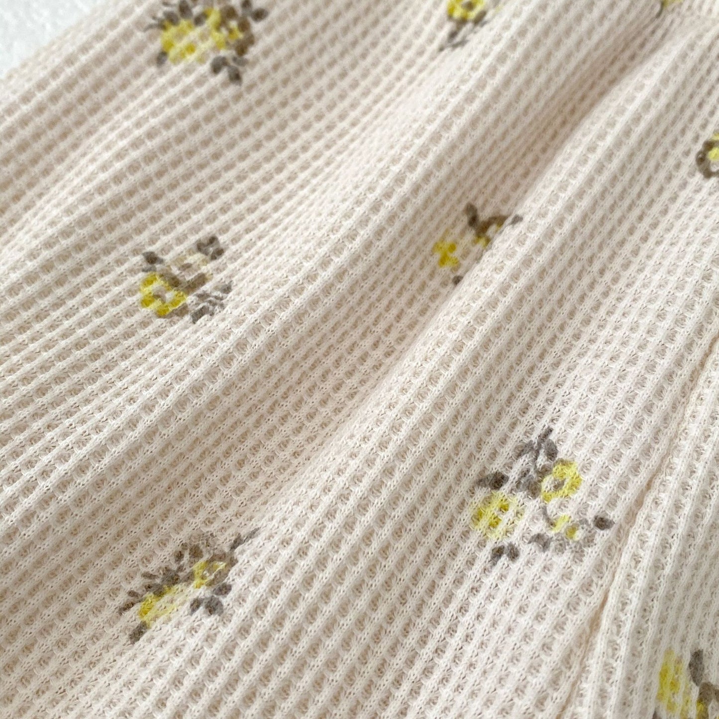Baby Floral Waffle Print Elastic Cord Ankle-Tied Trousers