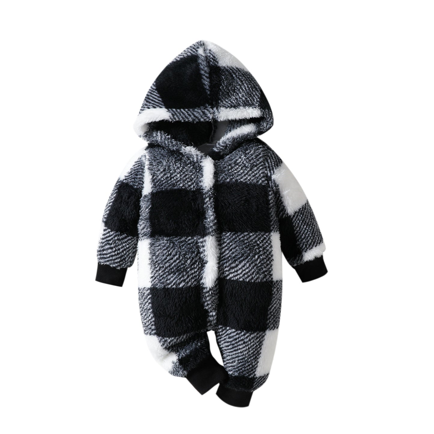 Cozy Baby Plaid Hooded One-Piece Winter Clothing Jumpsuit