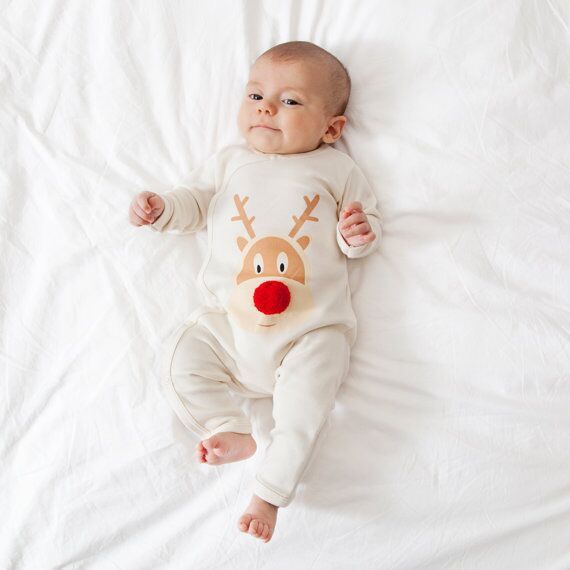 Sweet Christmas Deer Printed Mother and Baby Matching Rompers