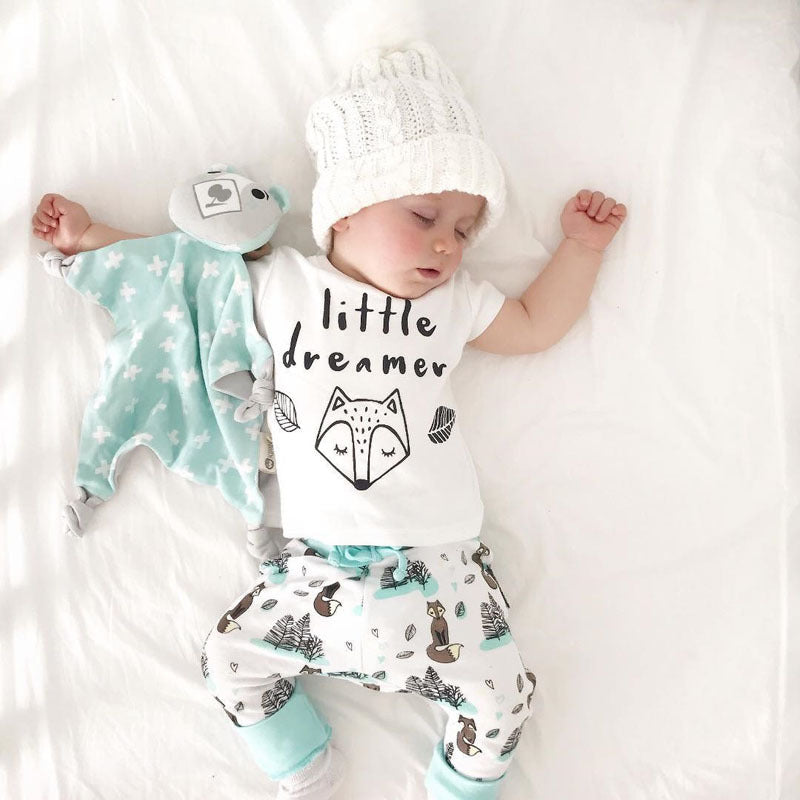 Cozy Coordination: Newborn Baby T-shirt Tops + Pants Outfit Set for Little Boys and Girls