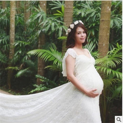 Elegant Off Shoulder Korean Lace Maternity Wedding Dress