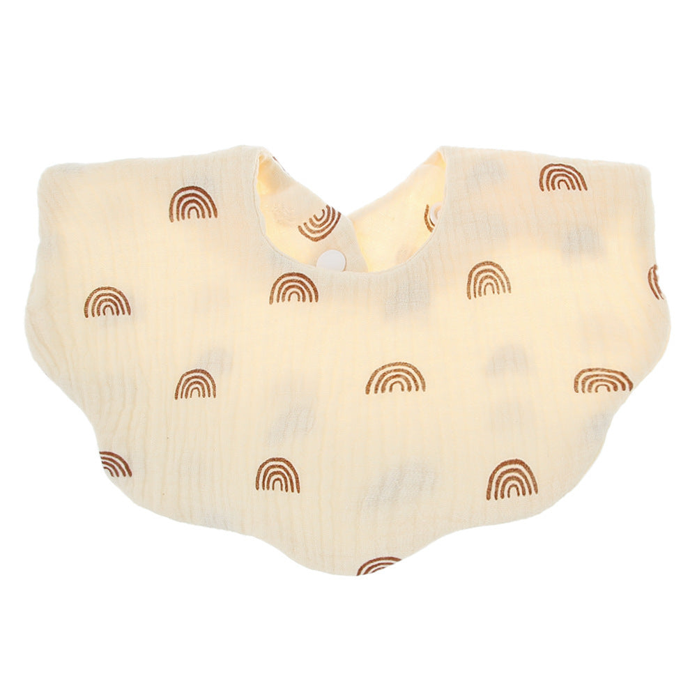 Adorable Baby Printed Saliva Towel: Soft Cotton Gauze Wavy Bib for Children