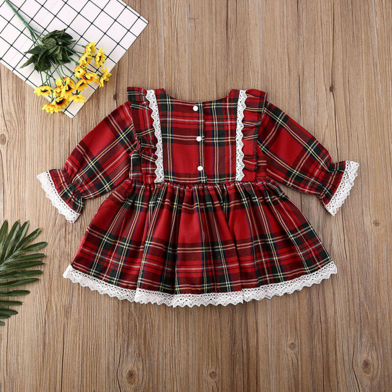 Toddler & Baby Girls Christmas Red Lace Dress – Elegant Holiday Party Dress for Kids