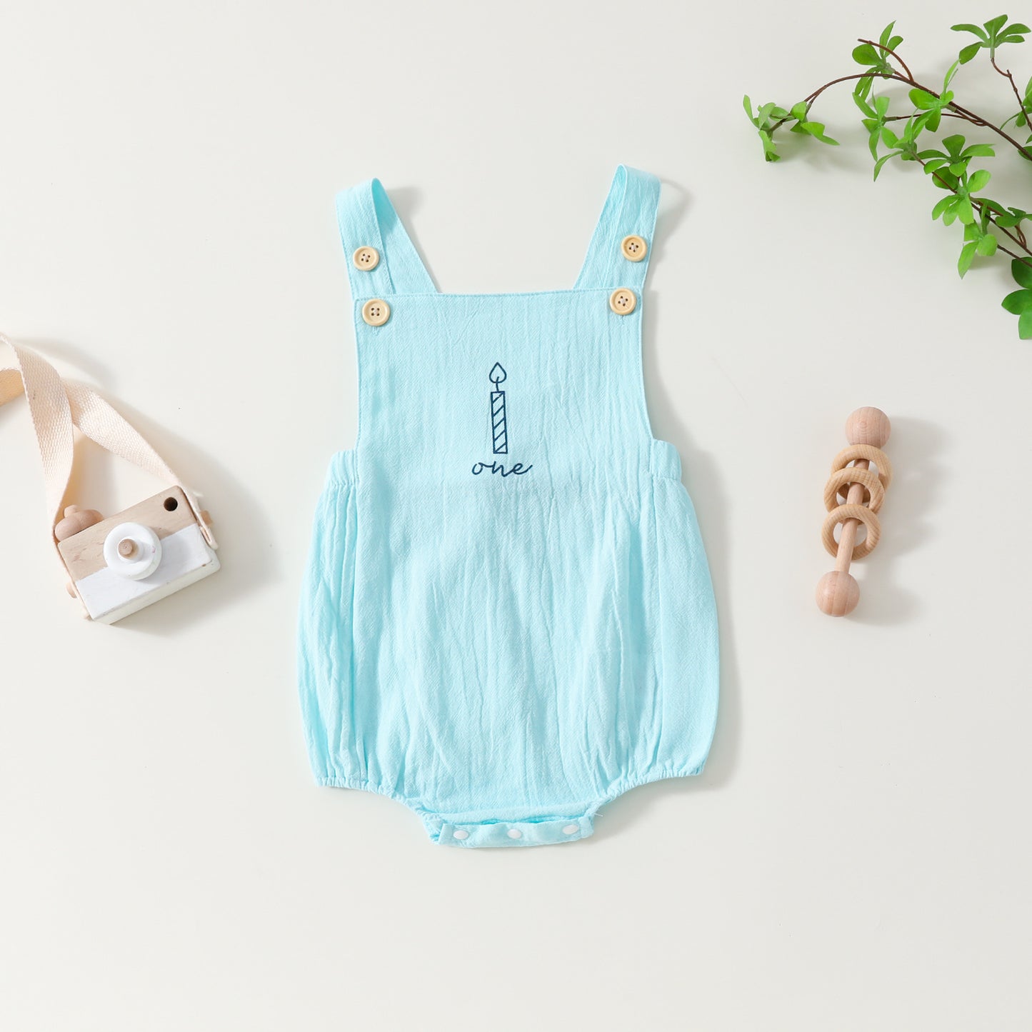 Irresistibly Cute: Infant Toddler Letter Candle Print Sleeveless Backless Romper!