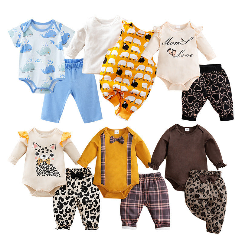 Adorable One-Year-Old Baby and Infant Overalls Clothes: Children's Spring Two-Piece Suit