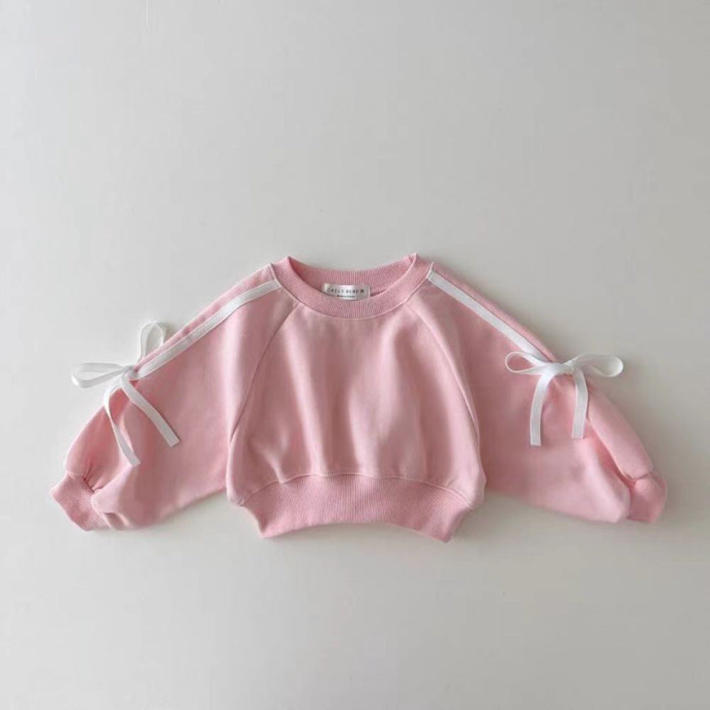 All-Matching Western Style Baby Bowknot Patchwork Sweater Suit
