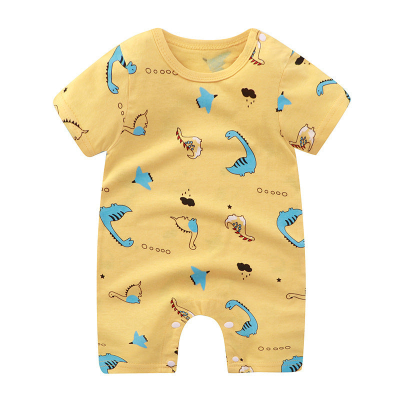 Adorable Cartoon Printed Baby Cotton Pullover Romper - Soft and Comfy