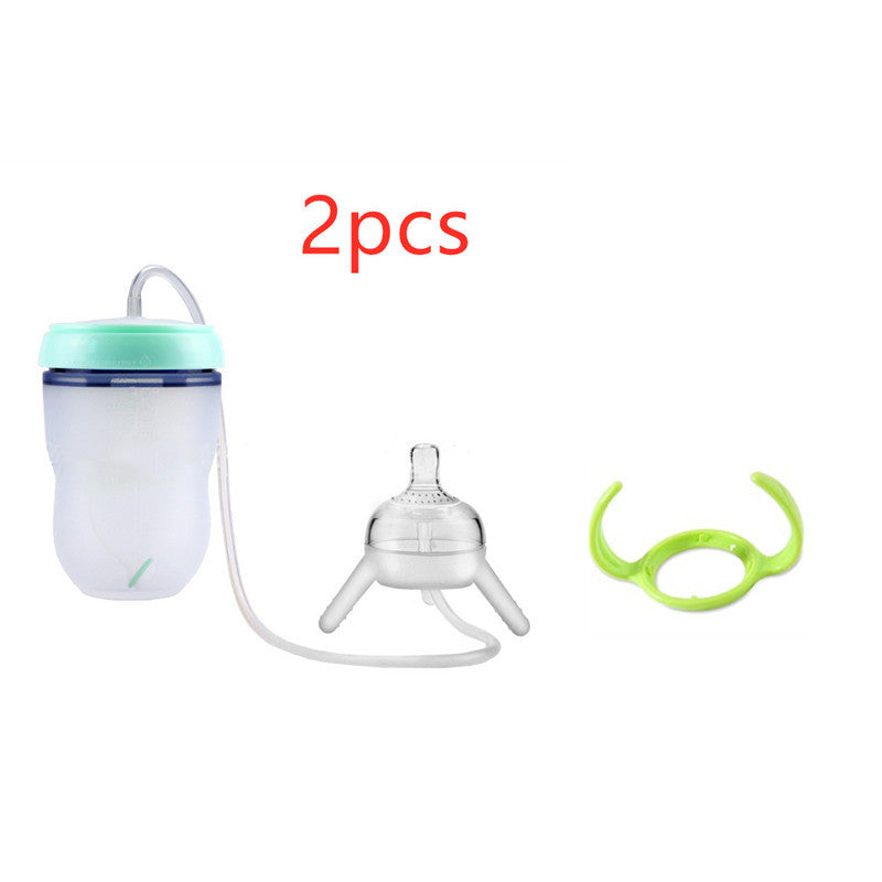 Easy Transition: Silicone Sippy Feeding Bottle for Children's Training Cups