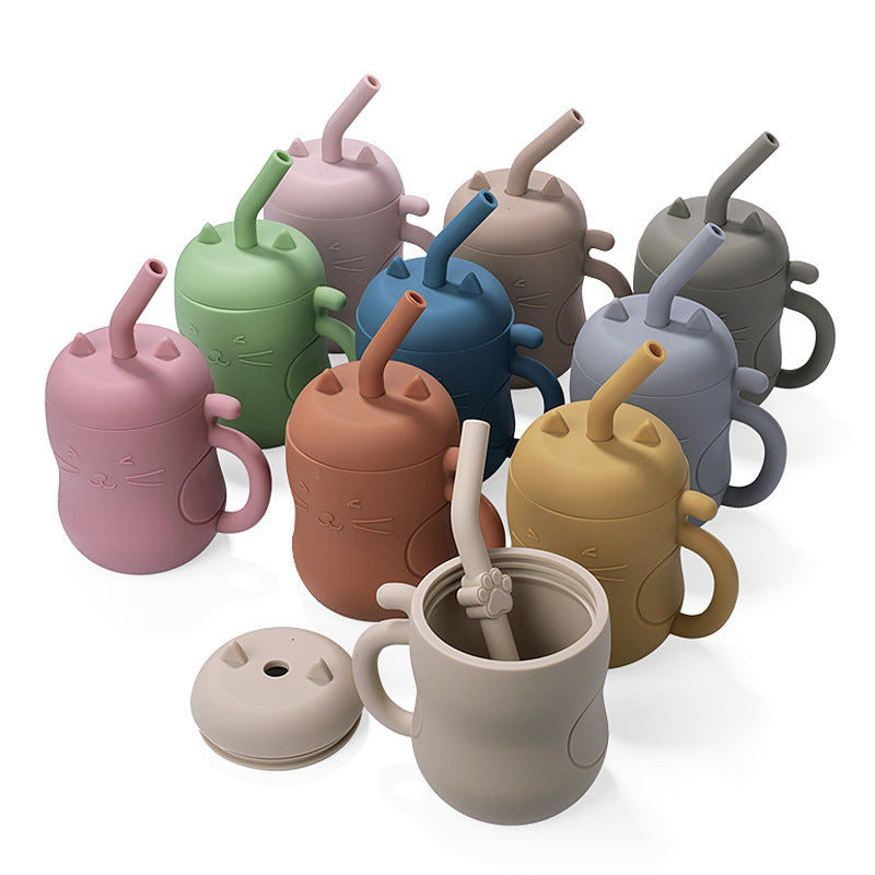 Baby No-Spill Silicone Straw Drinking Cup