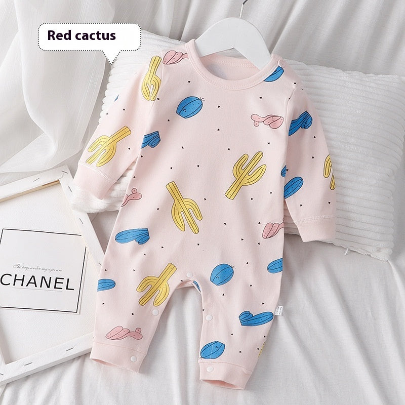 Printed Autumn Cotton Baby Romper | Cozy & Cute Infant Wear
