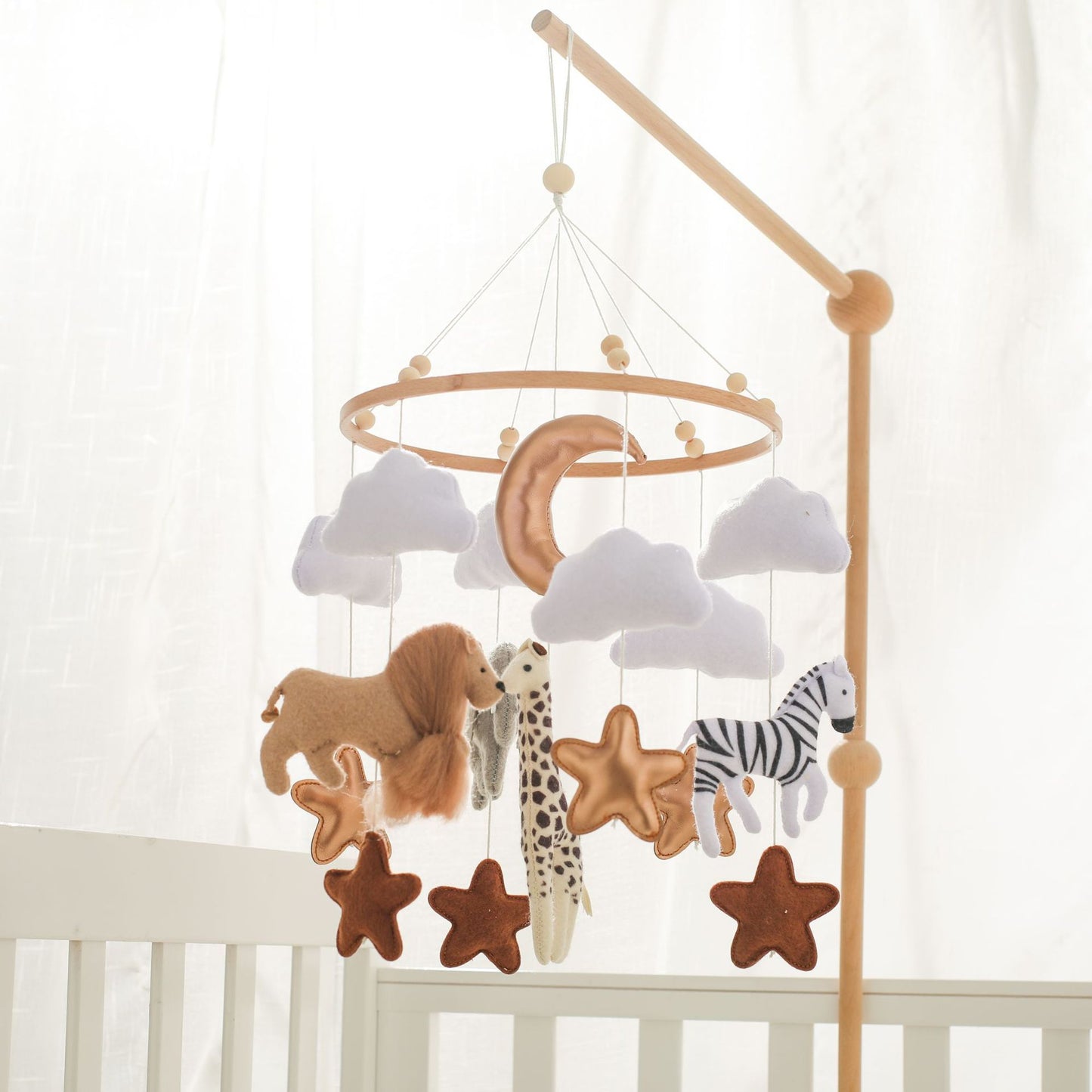 Forest Animal Themed Crib Wind Chimes: Hand-Eye Coordination Decor for Nursery