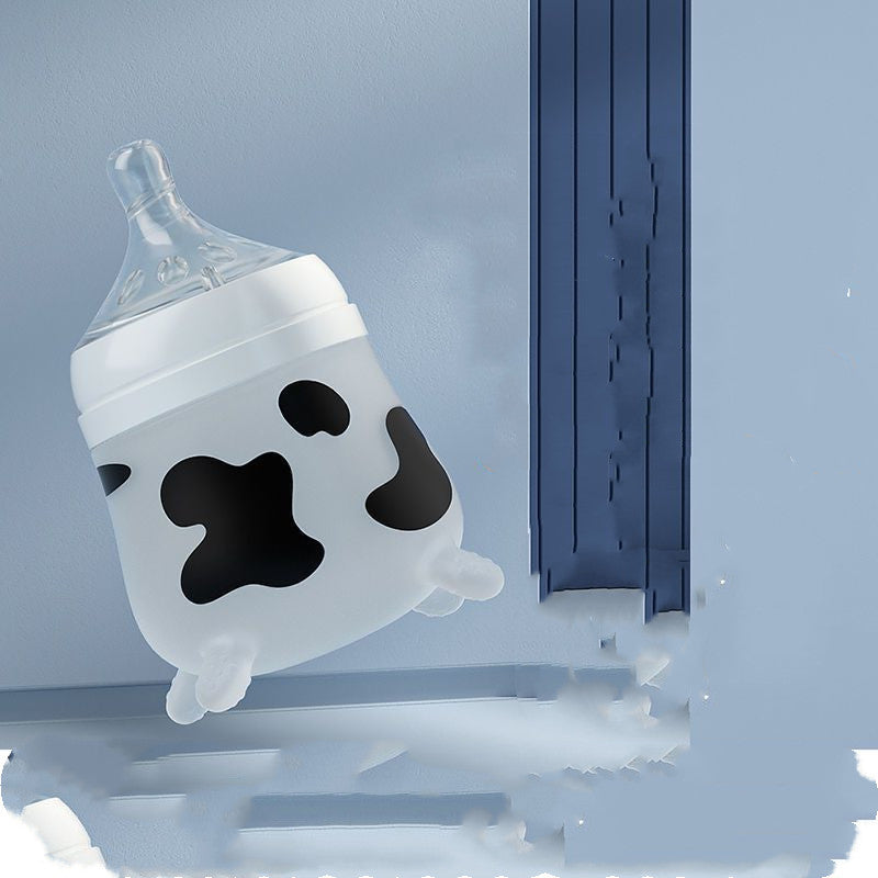 Cow Printed Silicone Baby Bottle - BPA-Free and Leak-Proof Design
