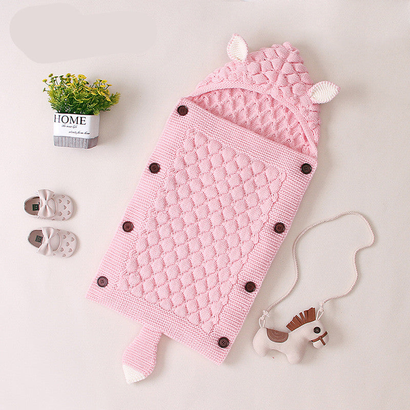 Cozy Knitted Fox Baby Swaddling Blanket: Soft Infant Wrap for Newborns