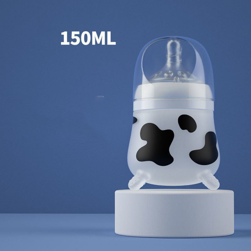 Cow Printed Silicone Baby Bottle - BPA-Free and Leak-Proof Design