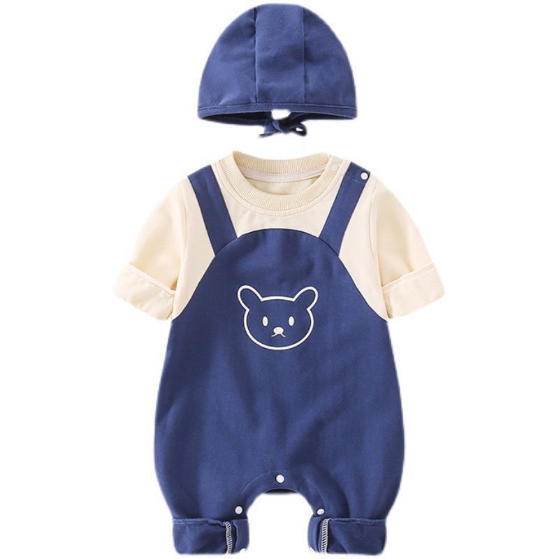 Super Cute Baby Adorable Suspender Design Onesies Romper With Hat