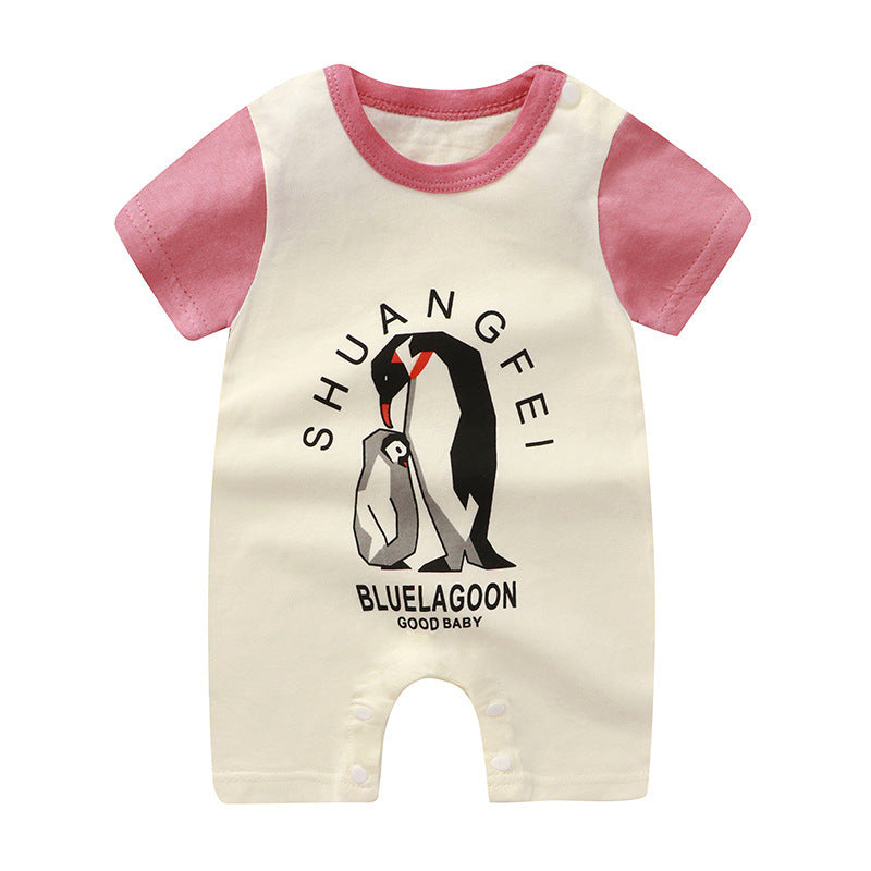 Adorable Cartoon Printed Baby Cotton Pullover Romper - Soft and Comfy