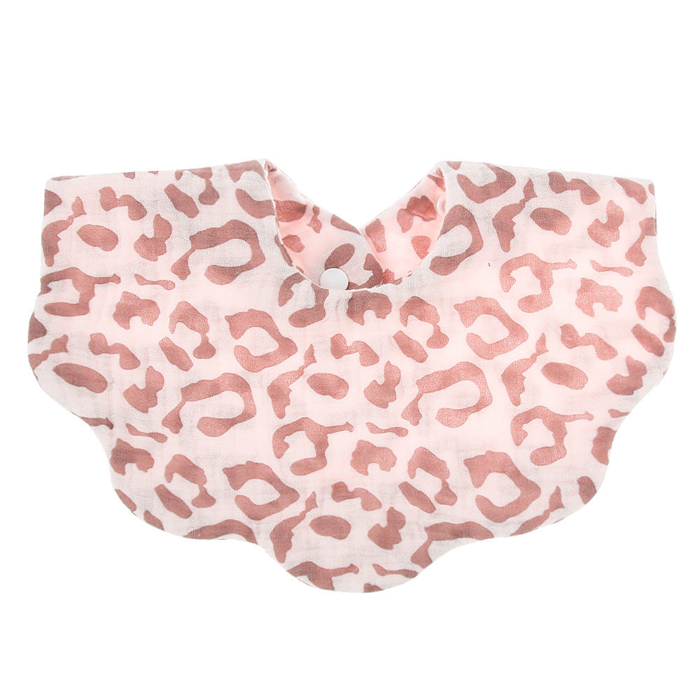 Adorable Baby Printed Saliva Towel: Soft Cotton Gauze Wavy Bib for Children