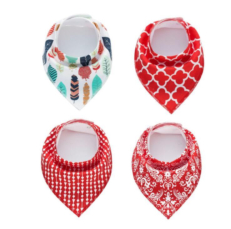 4pcs Printed Baby Bibs and Burp Cloth Set: Adorable and Absorbent Essentials