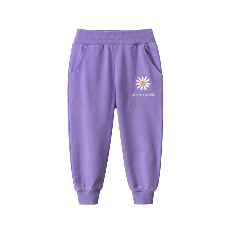Stylish Girls' Trousers - Thin Western-Style Sports Pants for Kids' Outer Wear