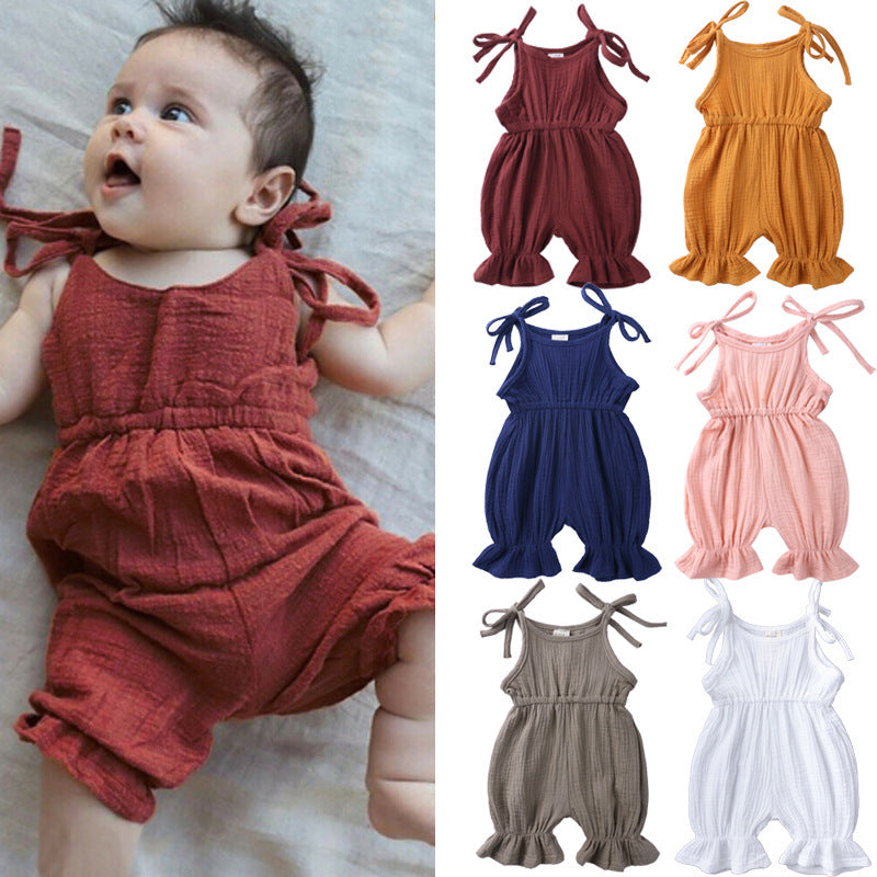 Stylish Newborn Toddler Baby Girls' Sleeveless Solid Romper Jumpsuit Outfit - Latest Arrivals