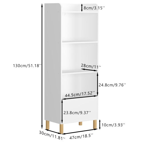 Kids 4-Tier Wooden Bookcase – Multi-Purpose Storage Shelf with Wall Safety Buckle