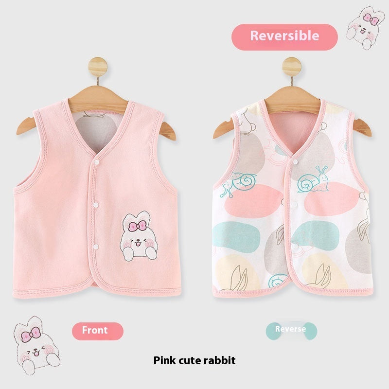 Pure Cotton Baby Reversible Vest for Spring, Summer, and Autumn - Newborn Wear