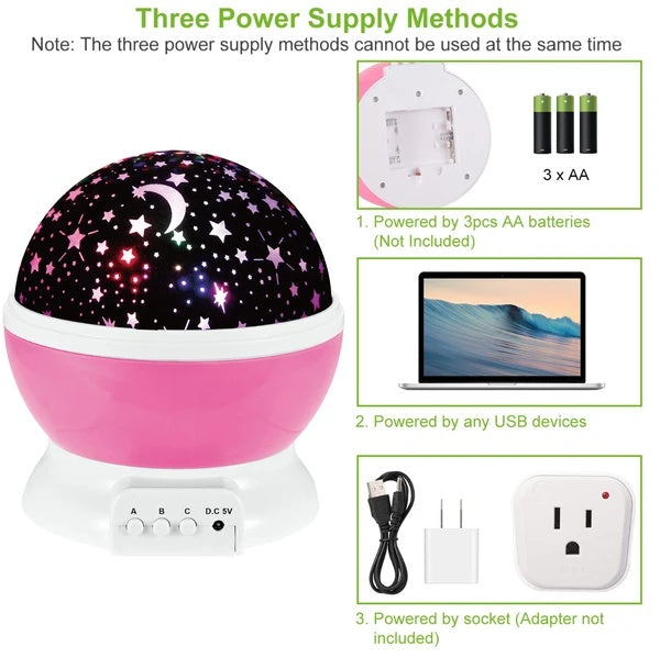 LED Star Sky Projector Night Light – Rotating Starry Lamp for Kids’ Bedroom or Nursery