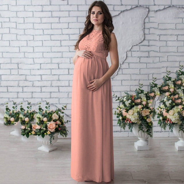 Elegant Lace Sleeveless Maternity Dress for Stylish Comfort