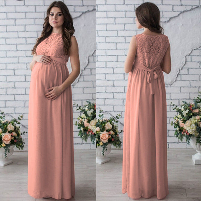 Elegant Lace Sleeveless Maternity Dress for Stylish Comfort