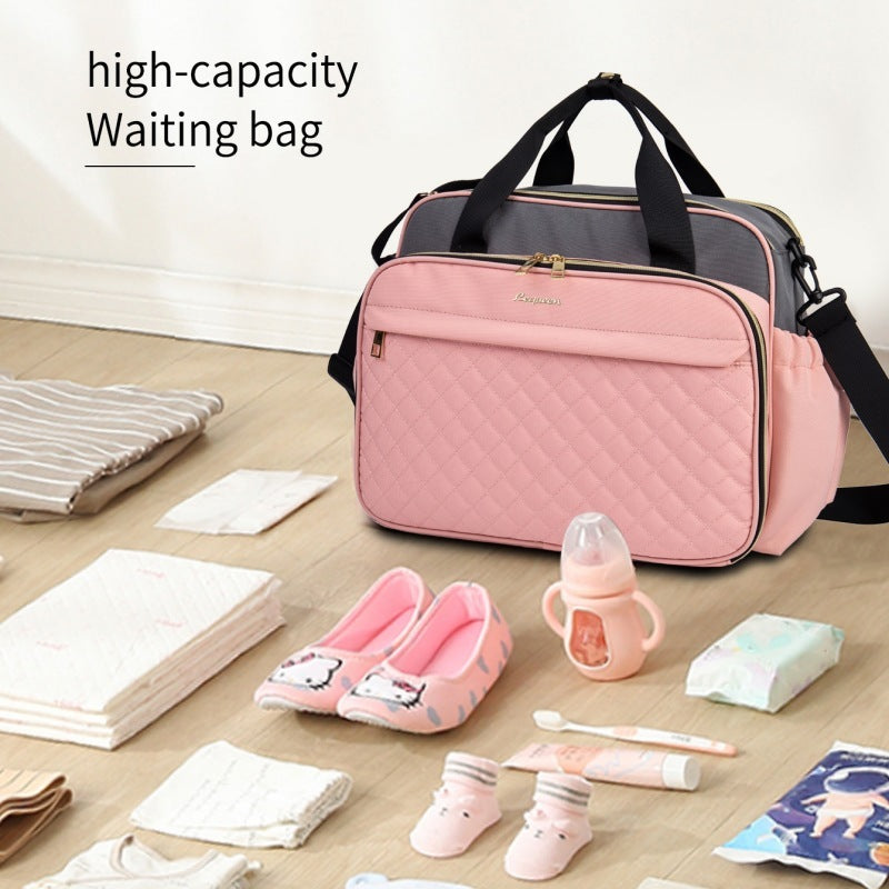 Versatile Large Capacity Oxford Cloth Diaper Bag: Hand-carrying and Crossbody Ready!