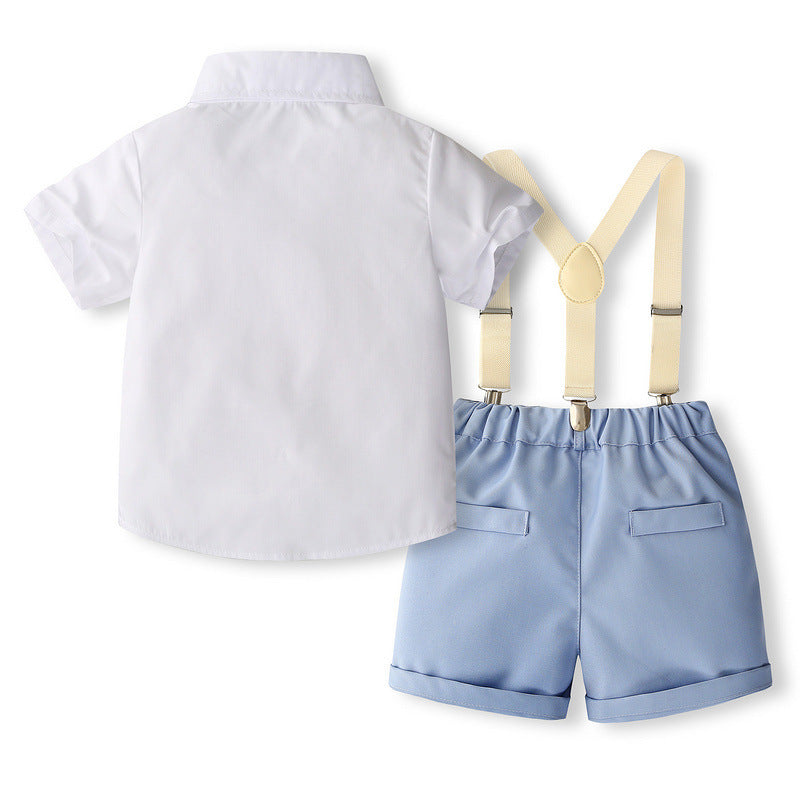 Charmingly Dapper: British Style Short Sleeve Children's Suit for the Young Gentleman!