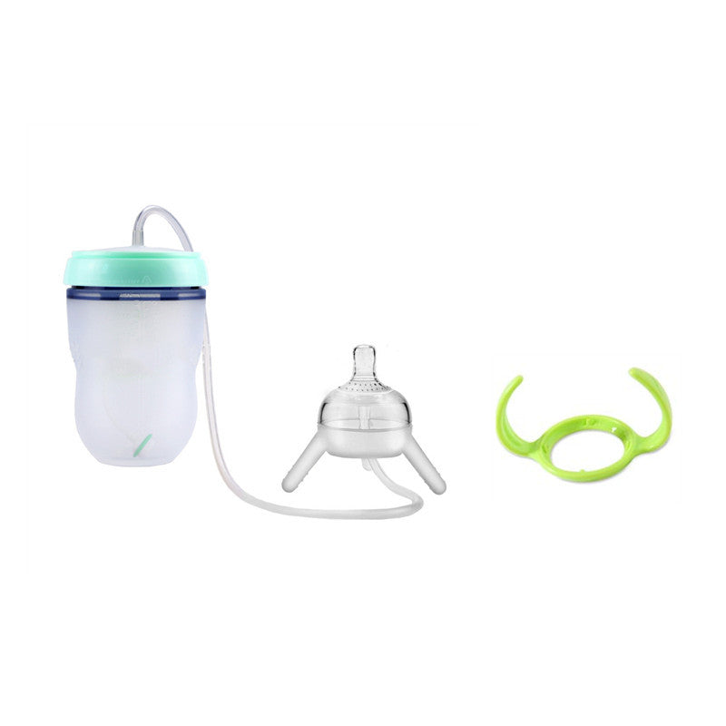Easy Transition: Silicone Sippy Feeding Bottle for Children's Training Cups