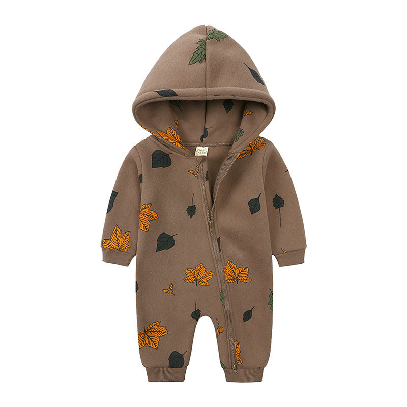 Fashion Hooded Baby Long Sleeve Fleece Jumpsuit | Cozy Infant Wear