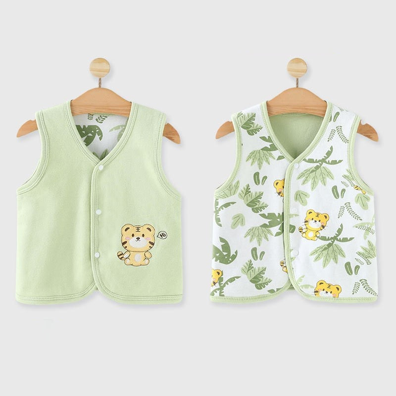Pure Cotton Baby Reversible Vest for Spring, Summer, and Autumn - Newborn Wear