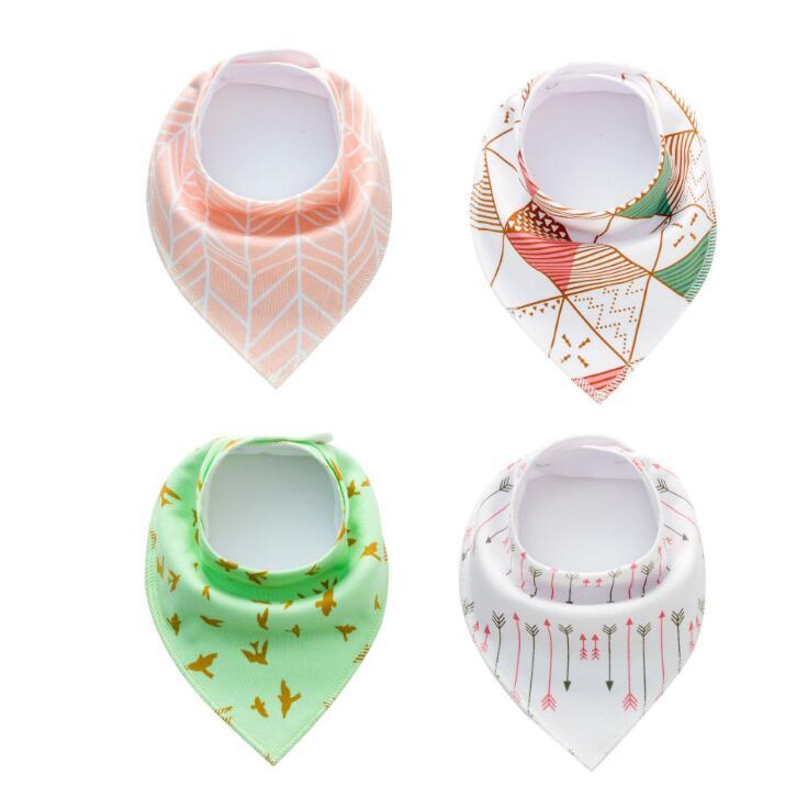 4pcs Printed Baby Bibs and Burp Cloth Set: Adorable and Absorbent Essentials