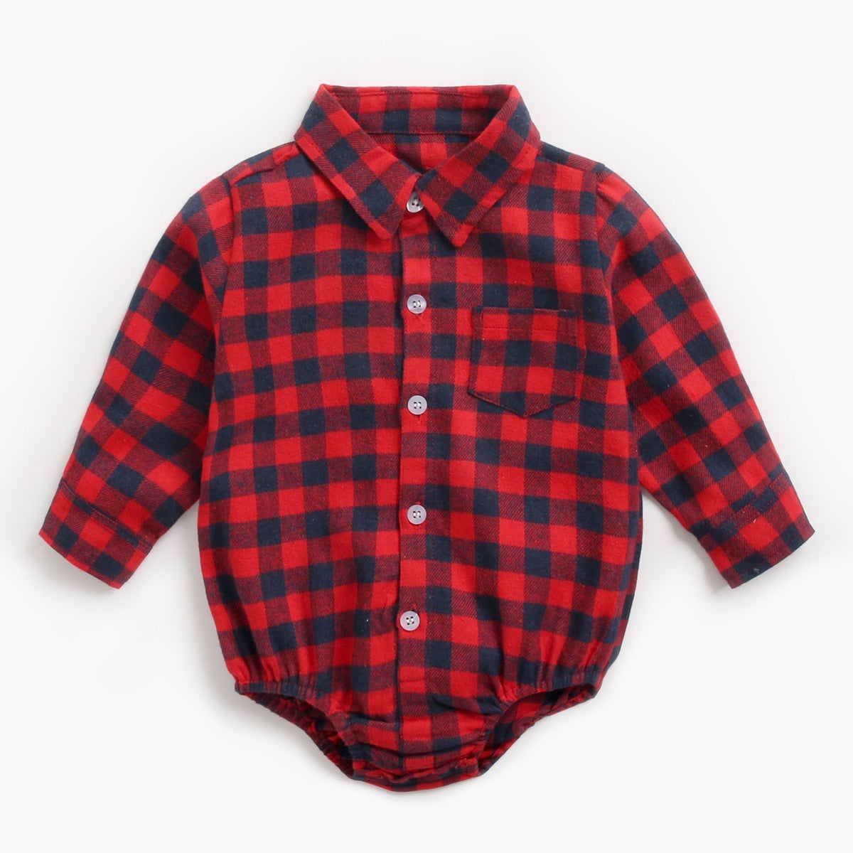 Plaid Perfection: Infant Boy Romper for Stylish Autumn and Winter Wear