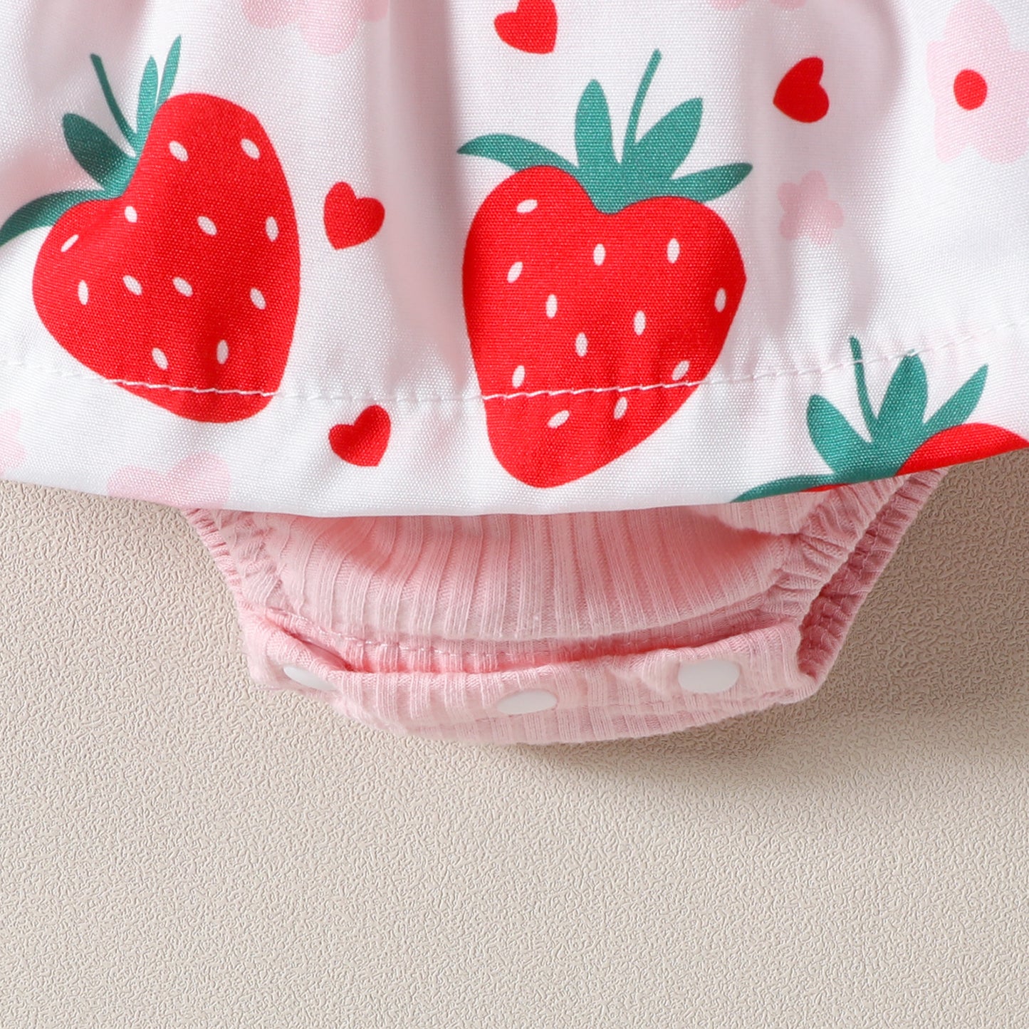 Adorable Infant Toddler Strawberry Print Bow Sleeveless Summer Romper