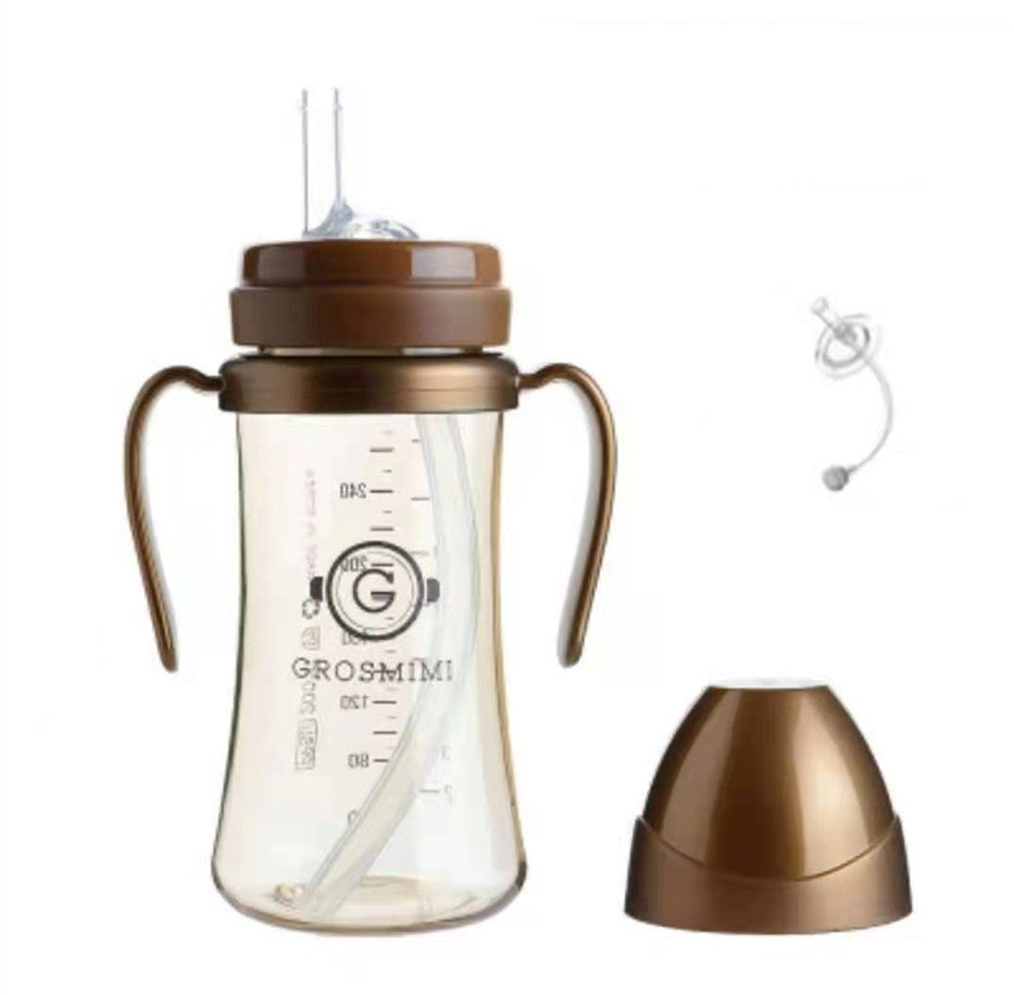 Discover Grosmimi's Eco-Friendly Korean Drinking Straw Bottle: Leak-Proof & Choke-Proof 300ml Capacity