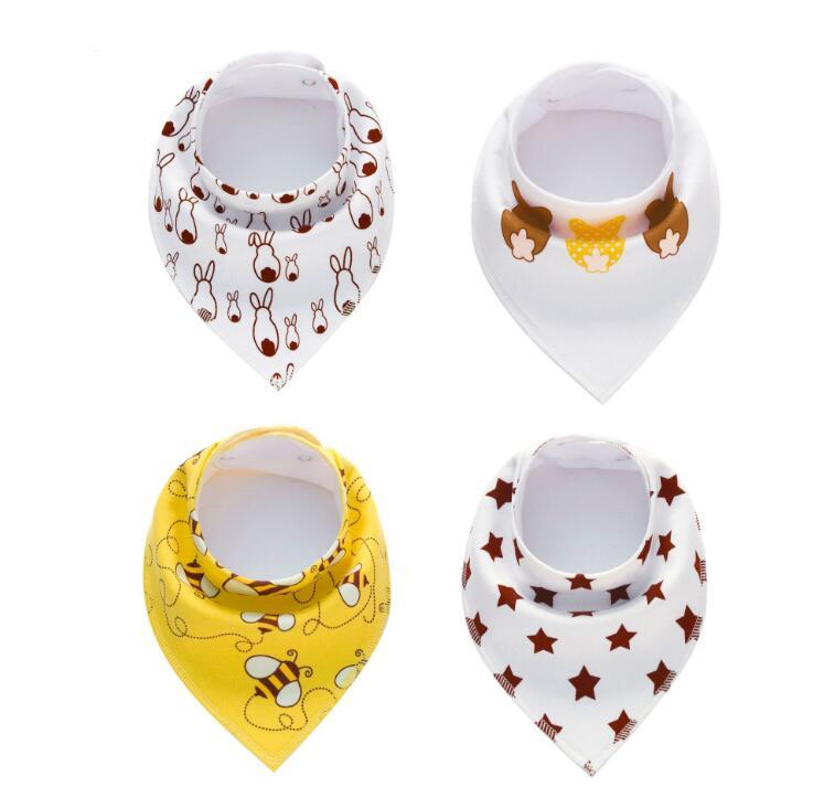 4pcs Printed Baby Bibs and Burp Cloth Set: Adorable and Absorbent Essentials
