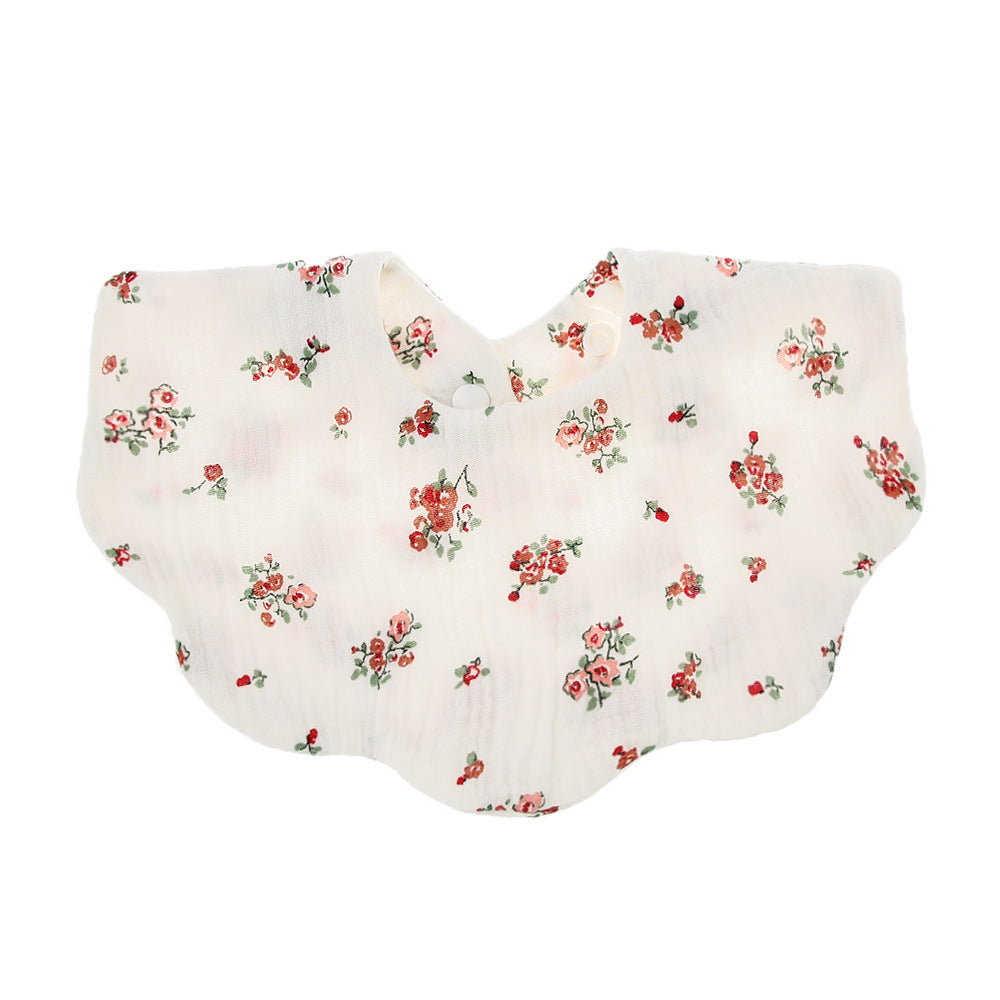 Adorable Baby Printed Saliva Towel: Soft Cotton Gauze Wavy Bib for Children