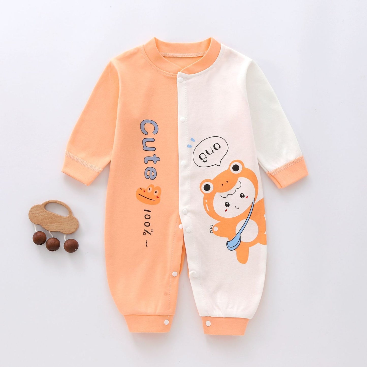 Unisex Long Sleeve Cotton Cartoon Printed Casual Climbing Suit for Babies