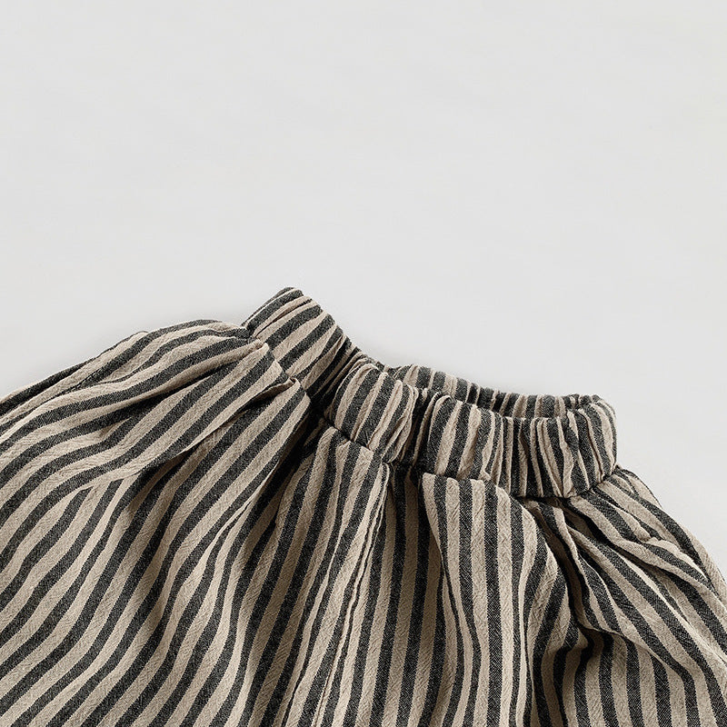 Summer Children's Cotton and Linen Vertical Striped Shorts - Lightweight and Stylish