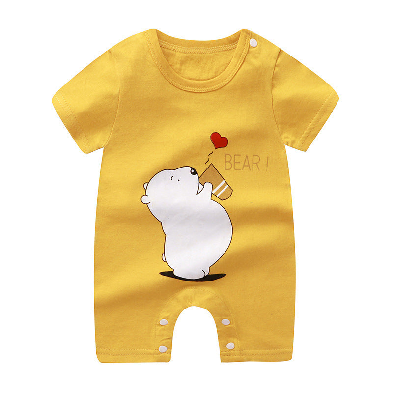 Adorable Cartoon Printed Baby Cotton Pullover Romper - Soft and Comfy